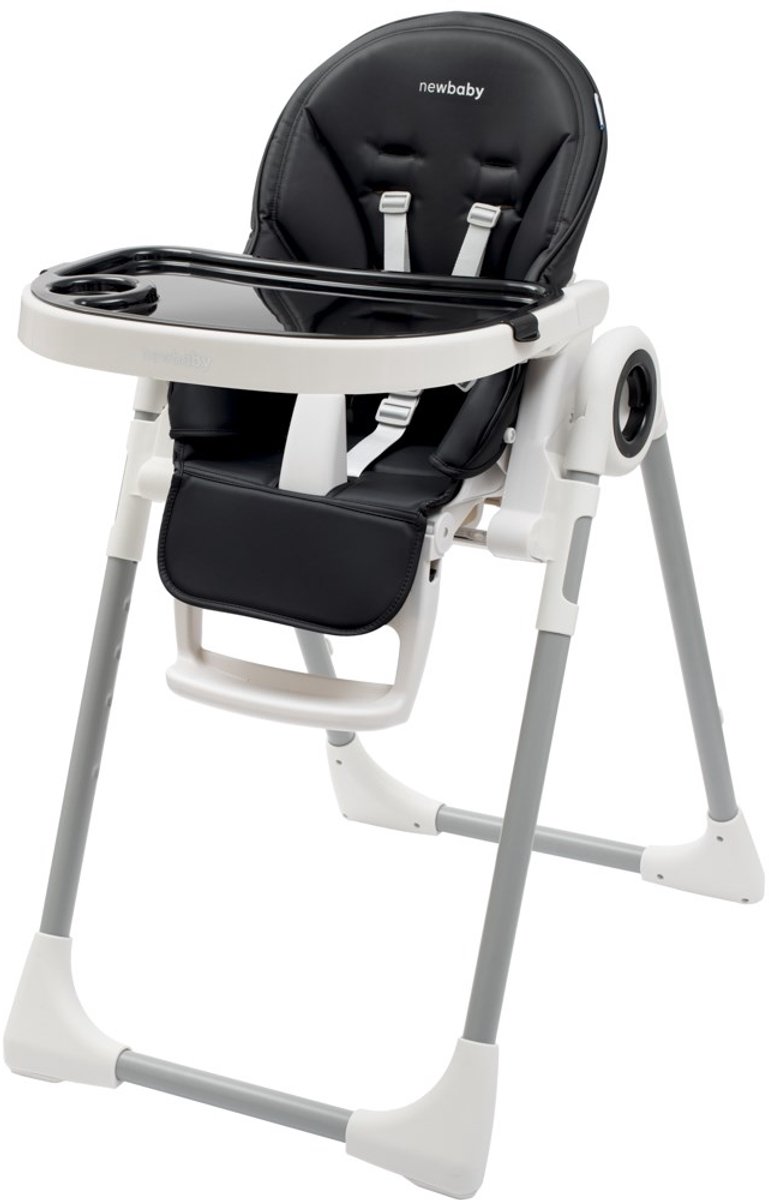 New Baby - Eetkamerstoel - Iris zwart eco-leer met verstelbare rugleuning - kinderstoel - eetstoel - babystoel - vlekbestendig - multifunctioneel - duurzaam