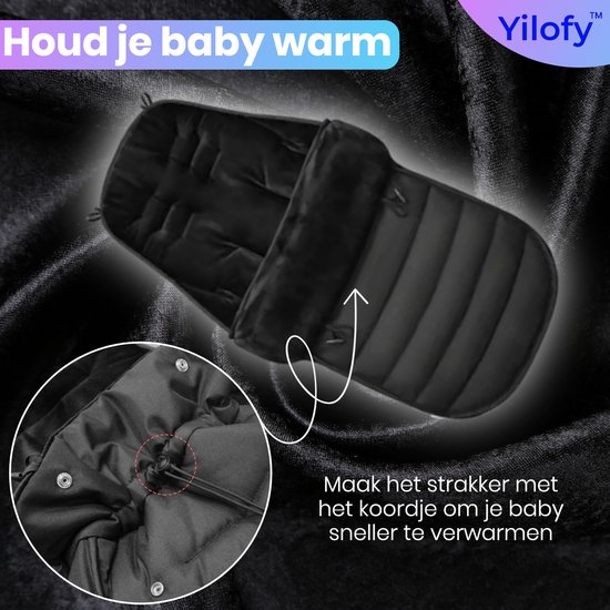 Yilofy Universele Luxe Voetenzak Babywagen & Autostoel Zwart Buggy Kinderwagen Voetzak Footmuff Maxi Cosi Baby van Yilofy — afbeelding 3