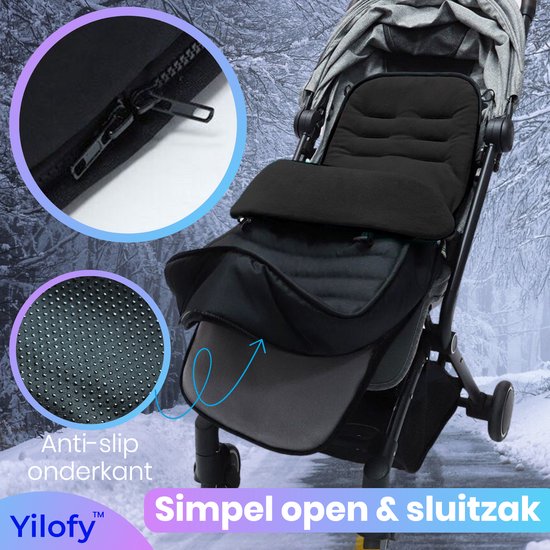 Yilofy Universele Luxe Voetenzak Babywagen & Autostoel Zwart Buggy Kinderwagen Voetzak Footmuff Maxi Cosi Baby van Yilofy — afbeelding 2