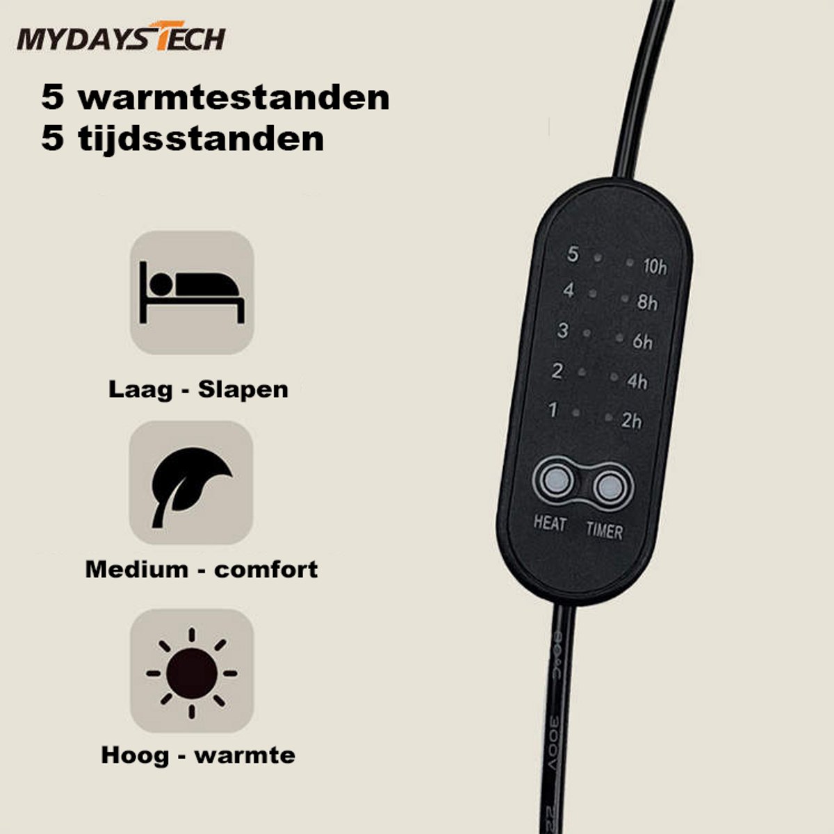 Warmtedeken Elektrisch USB - Met 2 Powerbanks - 5 Warmtestanden & Timer - Draagbare Verwarmde Deken - Tot 14 Uur Warmte - Wasbaar - 100×40 cm - Fleece/Katoen - Oplaadbaar - Energiebesparend – foto 3