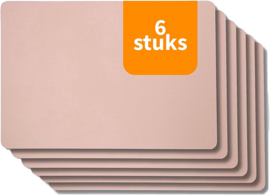 Napperons WoonWonder - Cuir vegan - Rose / Carbone - recto-verso - 45 x 30 cm - 6 pièces