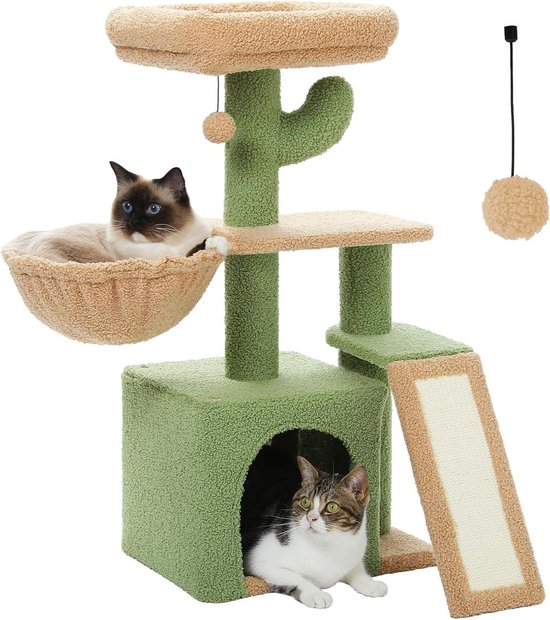 Mewoofun Kattenraam Zitstok Hangmat Met Klimtreden En Krabpaal Houten Op Het Raam Gemonteerd Kattenbed Voor Binnenkatten