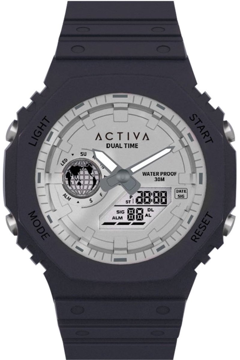 Activa X Invicta DIGITAL ESSENTIALS ACW423-015 Heren Horloge - Waterdicht - Digtaal - Quartz Uurwerk - Plastic met zilveren Wijzerplaat - 45mm