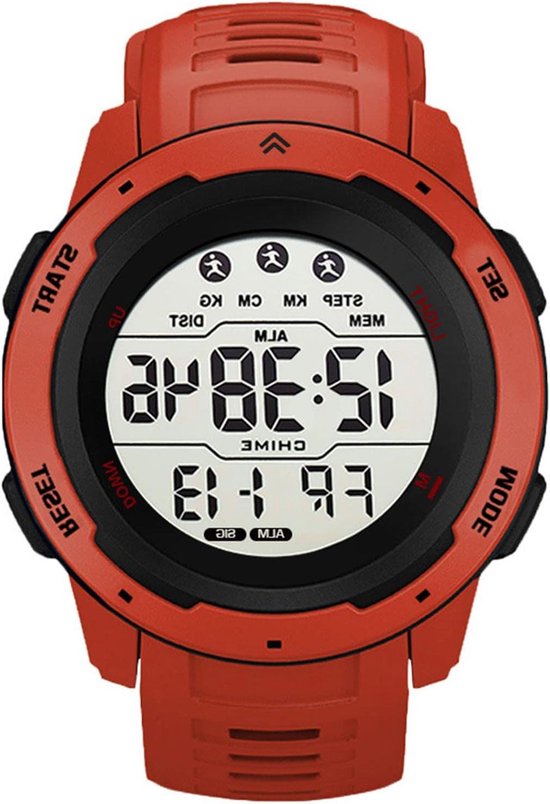 Mini Focus Mannen Horloge Casual Mode Horloges (Chronograaf/Waterdicht/ Lichtgevende/Kalender) Silicon Band Quartz Horloges voor mannen.., rood_zwart, riem