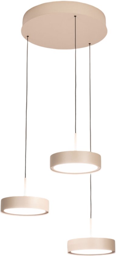 WayLuoung LED Metalen Kroonluchter | 3 Cirkels 20 40 60cm | 45W Ringen Plafond Hanglamp, Dimbare Afstandsbediening 3000-6000K, Acryl Schaduw Hanglamp, Woonkamer Slaapkamer Foyer Eetkamer Keuken[Bruin