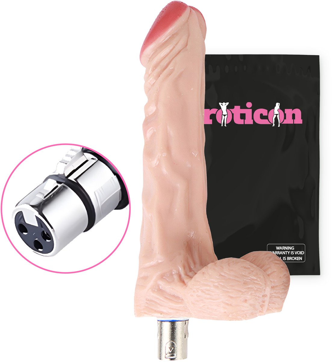 Goedkoopste Eroticon Dildo - Realistisch - Ook voor anaal gebruik - 16.5 CM - Opzetstuk voor Sex Machine - Accessoire - 3XLR opzetstuk