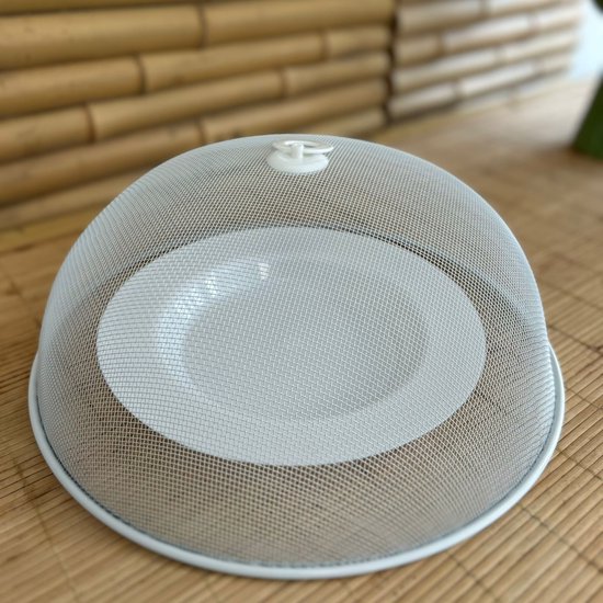 Bellatio Design Vliegenkap - 3x - wit - 35 x 16cm - buiten eten - anti insecten - RVS - voedsel beschermen - voedselkap - afdekkap — afbeelding 3