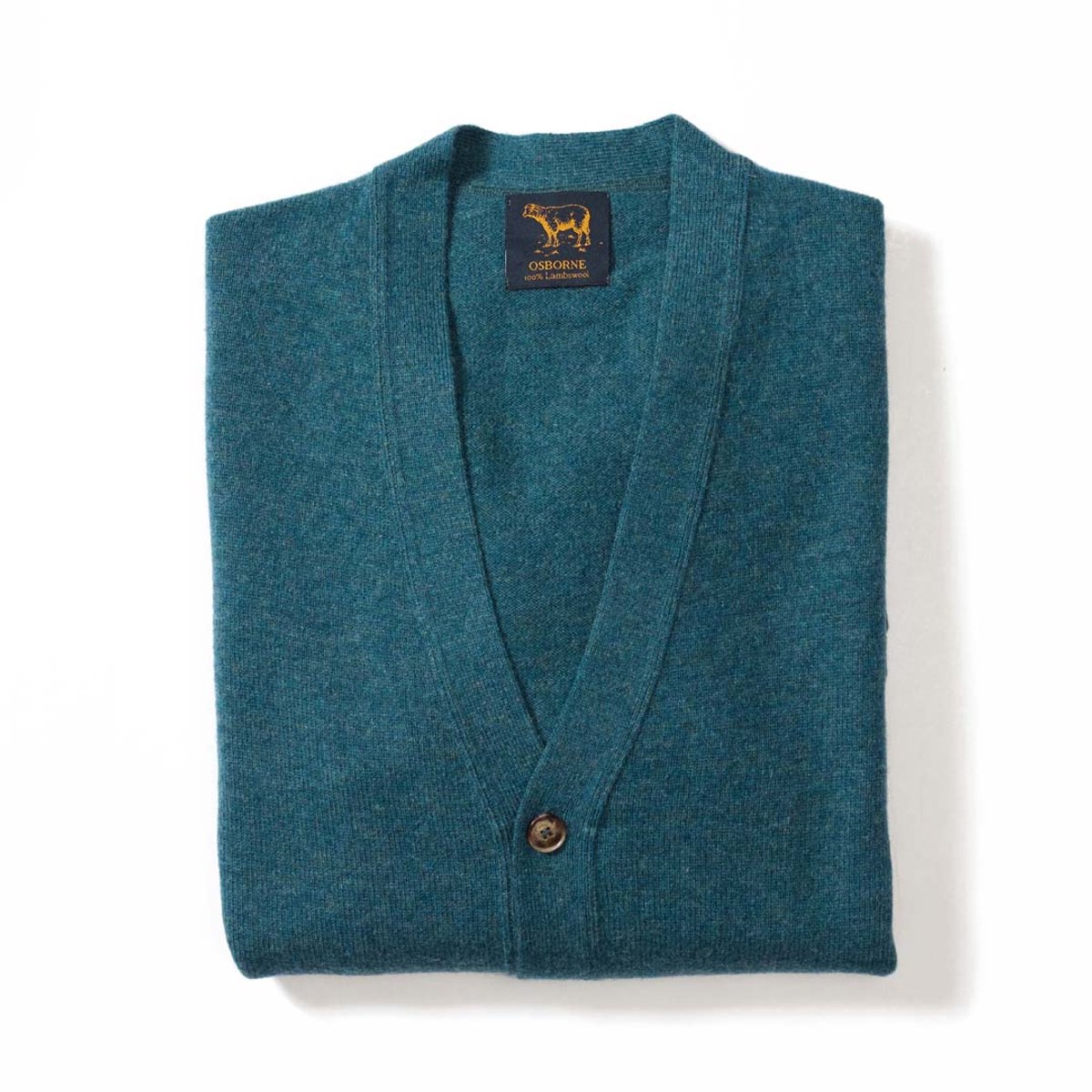 Osborne Knitwear Cardigan met knopen - Lamswol - Hunter - XL