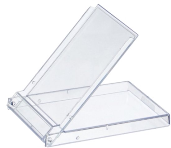 Foto: Visitekaartdoosjes met scharnierend deksel glashelder formaat 92 x 62 x 9 mm geschikt voor 15 kaartjes handig voor onderweg