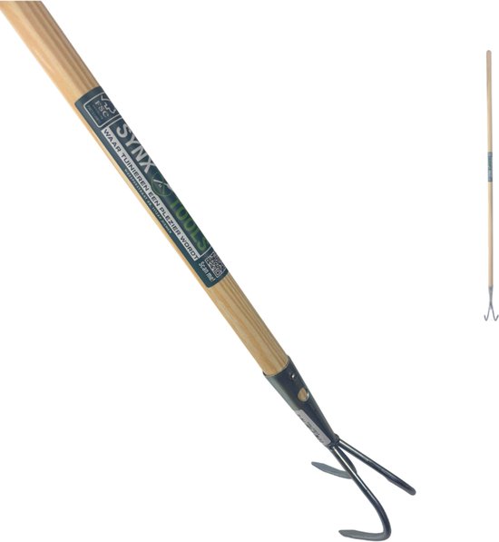 Synx Tools Tuinkrabber 3 tanden -Cultivator - Verzinkt - Hark - Harken - Tuinsetjes - Tuingereedschap - Met Steel 150cm