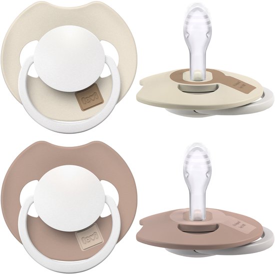 Sucette Difrax LOVI Dynamic - 0 à 6 mois - Glow , beige et marron clair - Siliconen de haute qualité, sans goût ni odeur