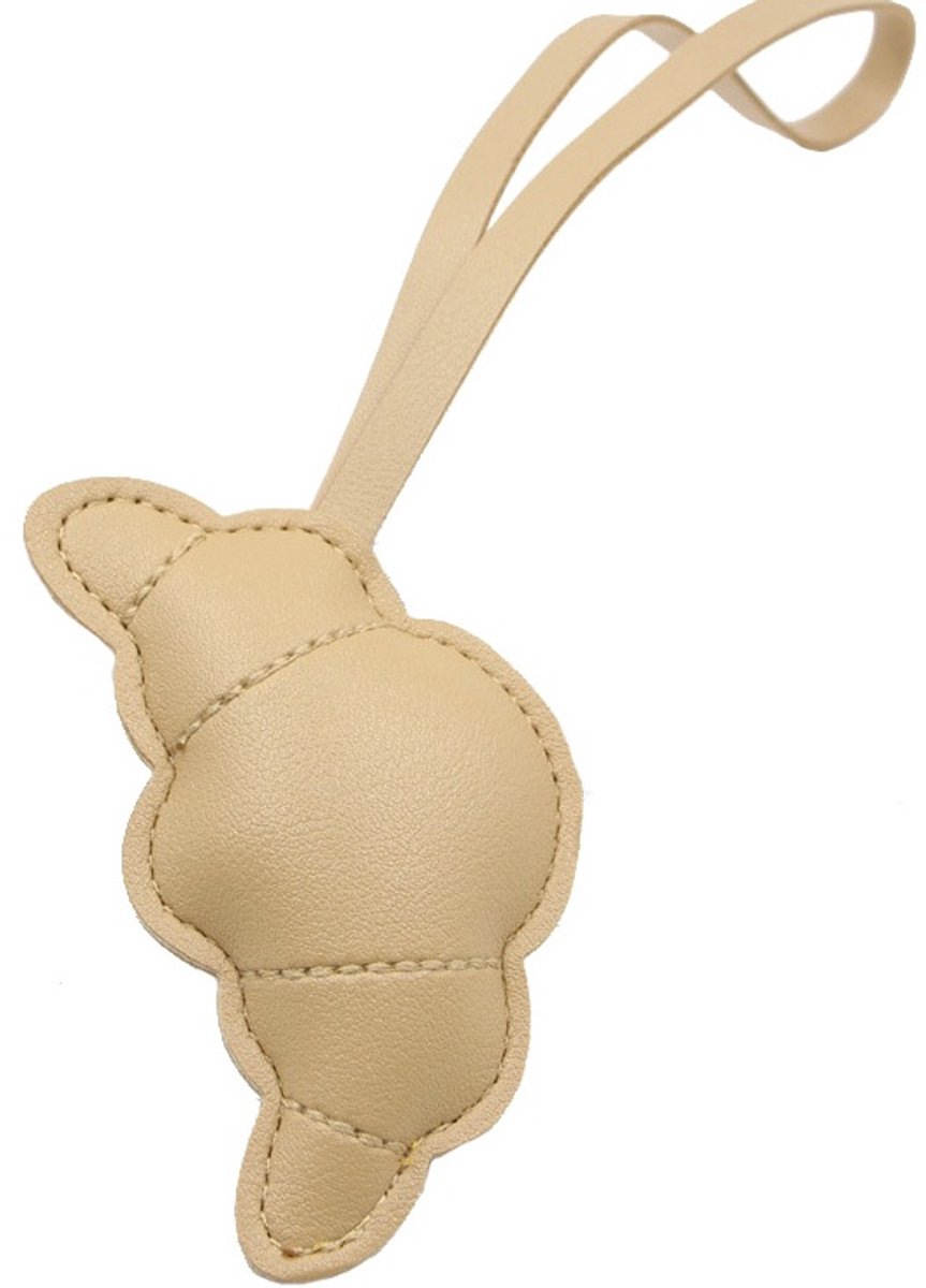 Sleutelhanger – Beige - PU Croissant Design – 9.5cm – Trendy Sleutelhanger voor Foodlovers