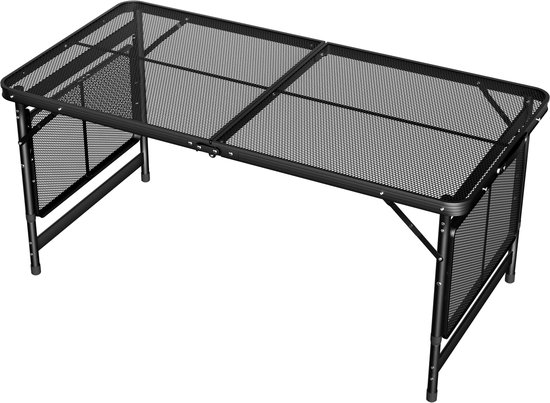 Aufun draagbare campingtafel, inklapbare multifunctionele tafel 120 x 60 x 55 cm, 3-voudig in hoogte verstelbaar, grilltafel met metalen roosterblad, opvouwbare tuintafel, bijzettafel voor strand en picknick van Aufun — afbeelding 5