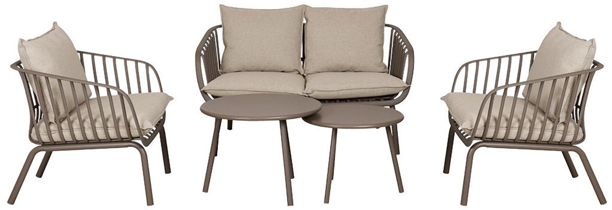 Tuinset / Loungeset met kussens - Taupe - Aluminium - Kunststof - Betaalbare kwaliteitsset