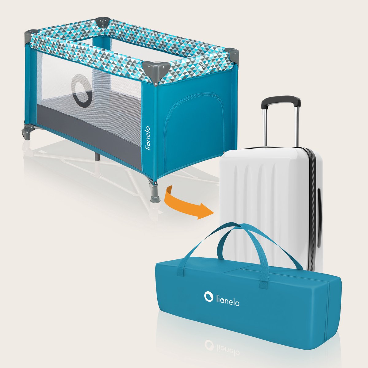 Campingbedje 3 in 1 - Baby Bed / Inklapbare Box / Reisbedje - 60x120 cm - 0-36 maanden / tot 15 kg - MET comfort MATRAS - Zij-ingang met rits - Wielen - Transporttas - Lionelo Stefi Babybed Babybox Ledikant thumbnail 6
