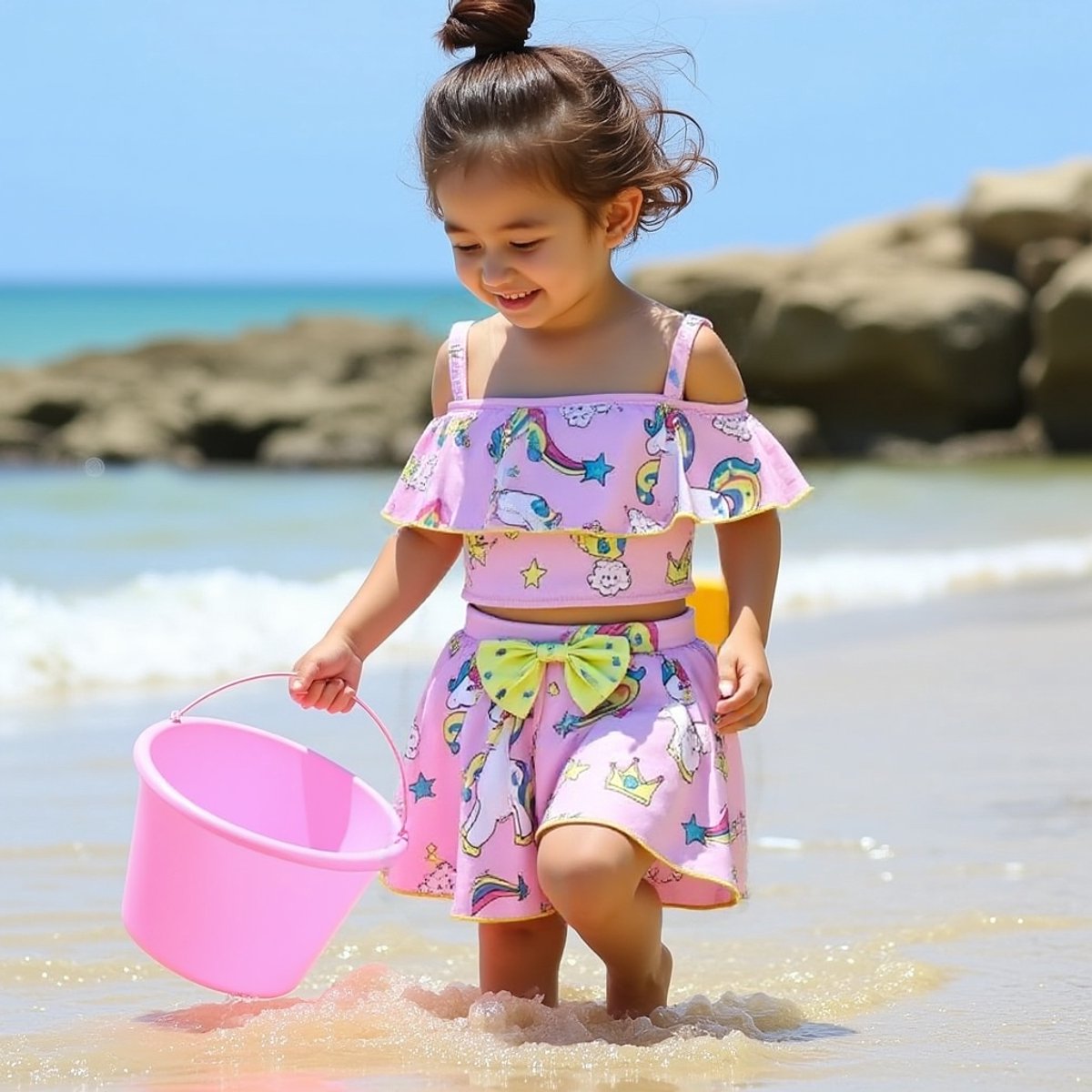 Joya Kids® Unicorn Bikini Roze Meisjes | Eenhoorn Bikini Set met Rokje | Unicorn Zwempak set | — afbeelding 6