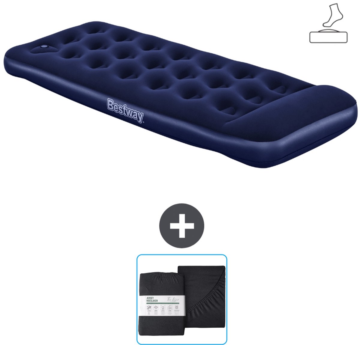 Bestway luchtbed - 1-Persoons - 76 x 185 x 28 cm - Blauw - Inclusief pomp en Hoeslaken