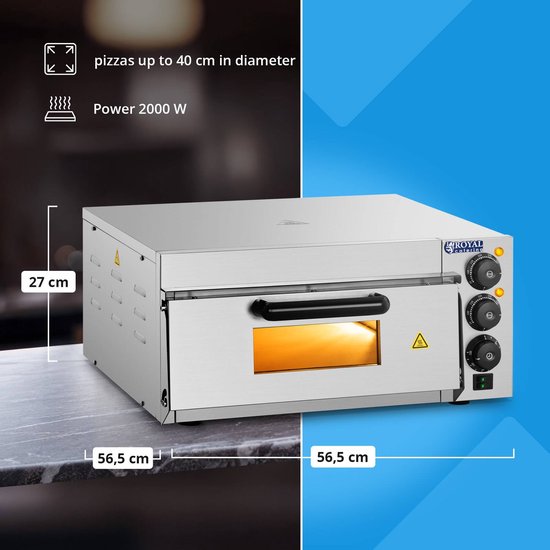 Pizzaoven - pizzasteen - 1 kamer - 2000 W - Royal Catering — afbeelding 5
