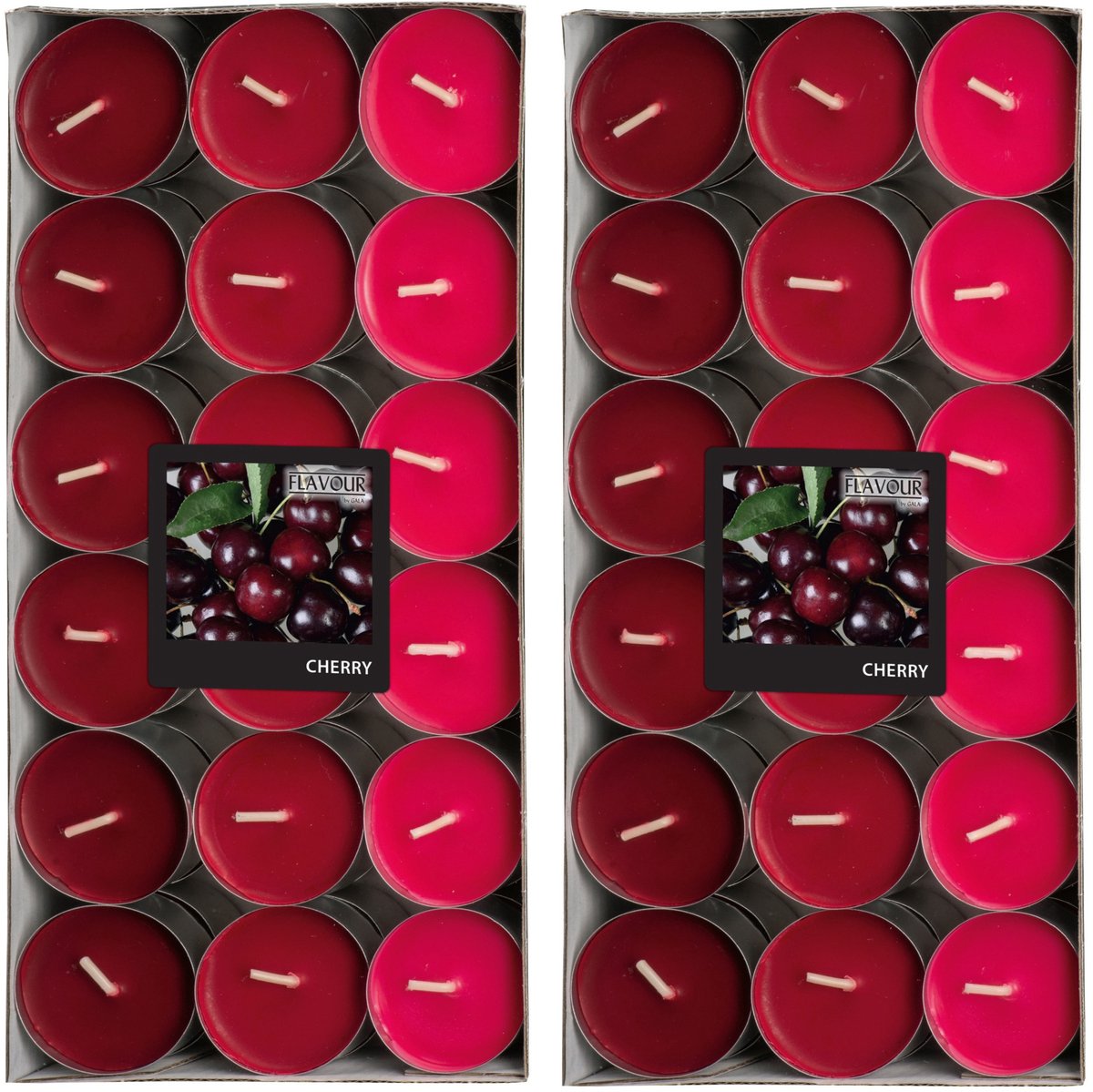 Conpax Candles Conpax Geur theelichtjes/waxinelichtjes - Mega pack - 72x - Cherry aroma - 4,5 branduren Kersenrood