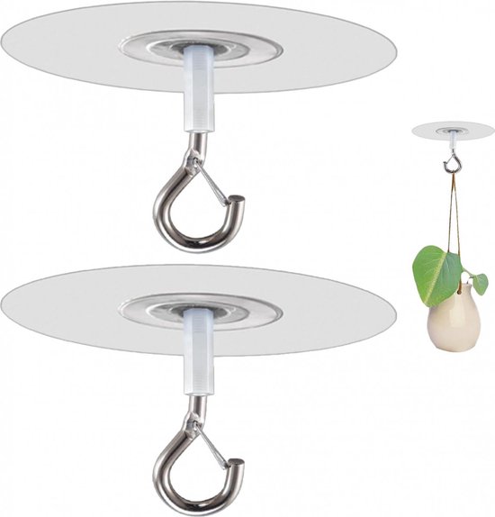 Sterke Zelfklevende Plafondhaken - 4 Pack Zware Geen Boor Kleverige Haken Voor Het Ophangen Van Planten Lichtjes Windgongen Lantaarns Binnen Buiten Gebruik