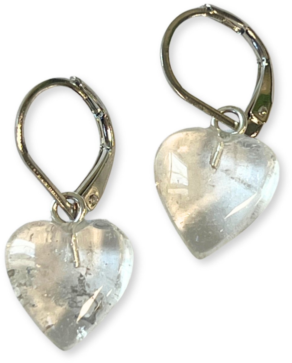 Bergkristal hartjes oorbellen - fashion jewelry