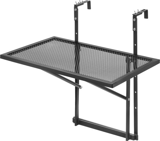 Balkontafel Om Op Te Hangen, Inklapbare Balkonhangtafel Met 3-traps Verstelbare Hoogte Klaptafel Hangtafel Voor Balkonleuningen 60 X 40 Cm Koffie Zb33211