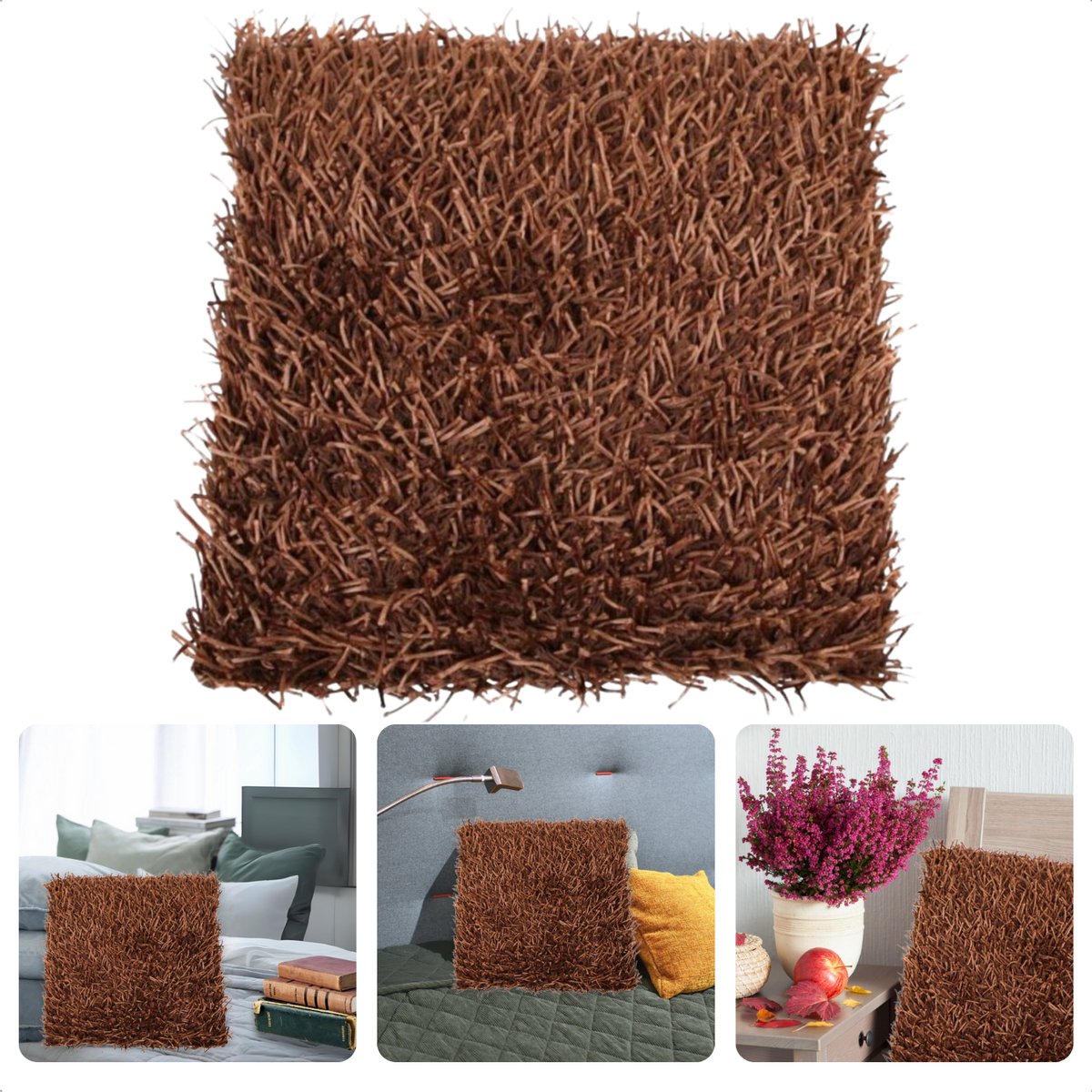 Cheqo® Sierkussen Bruin - Kussentje - Sier Kussen - Acrylvezel Vulling - Rits Sluiting