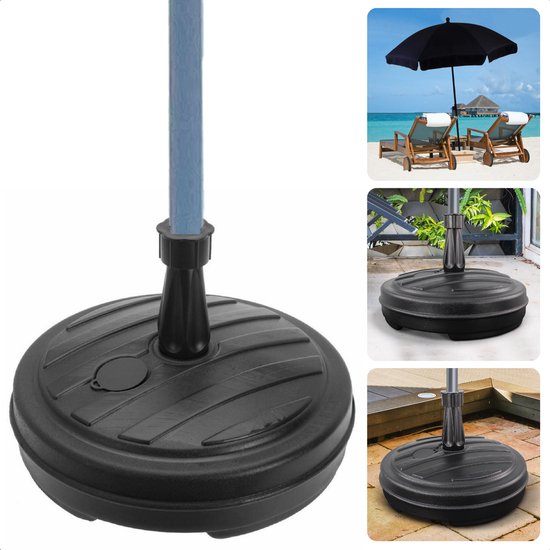 Cheqo® Parasolvoet Rond – Parasolstandaard – Parasol Standaard – Parasol Voet – Vulbaar en Weerbestendig – Kunststof Standaard voor Zware Parasols