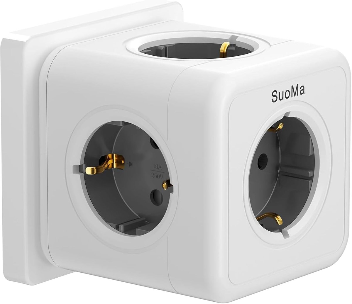 5-in-1 Socket Cube zonder kabel - Multiplug Adapter voor Thuis, Kantoor en Reizen