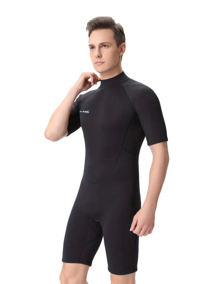 Livano Wetsuit Heren Swimsuit Shorty Surfpak Duikpak Lange Mouw Zwemsuit Zwart