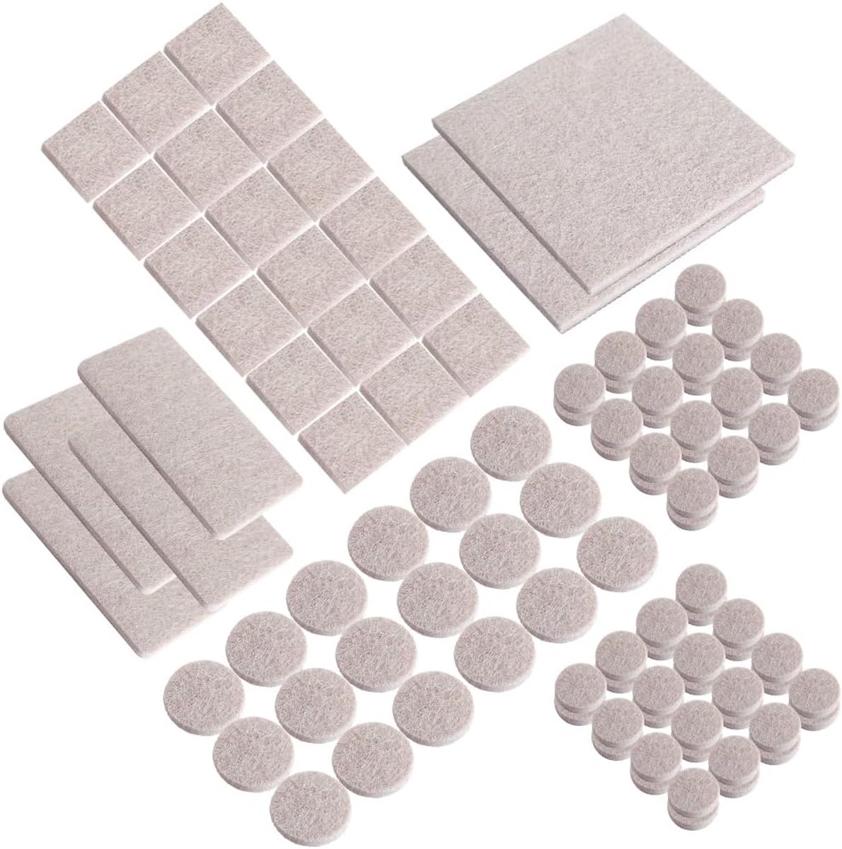 Famanu - Vilten meubelpads 106 stuks meubelpads zelfklevende vilten stoelkussens anti-kras vloerbeschermers voor meubelpoten stoel benen meubels vilten pads voor houten vloeren beige