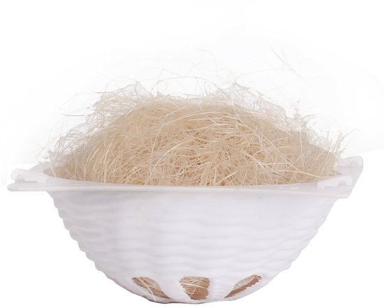 Nobleza Vogelkooi accessoires - Houder nestmateriaal - 10,8cm x 5 cm - Nest houder - Vogelnest - Wit