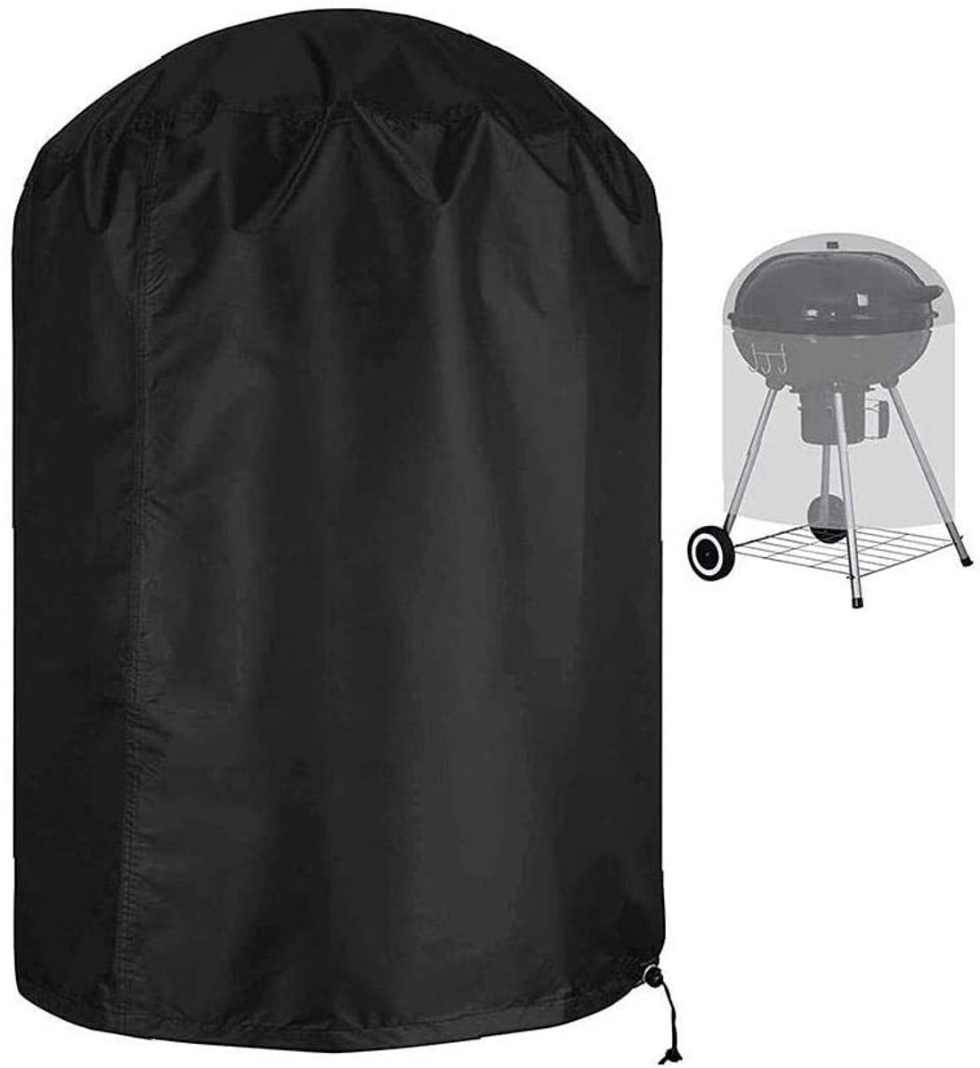 Universele BBQ Hoes Ø47 cm - Waterdichte Beschermhoes voor Weber, Green Egg & Kamado - 210D TPU Polyester - Ronde Barbecue Hoes met Trekkoord & Opbergtas