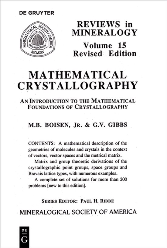 Reviews in Mineralogy & Geochemistry15- Mathematical Crystal ... - cover