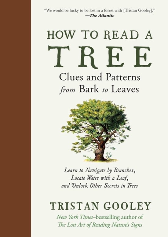 Boekomslag 'How to Read a Tree' met illustratie van een boom, subtitel 'Clues and Patterns from Bark to Leaves'.