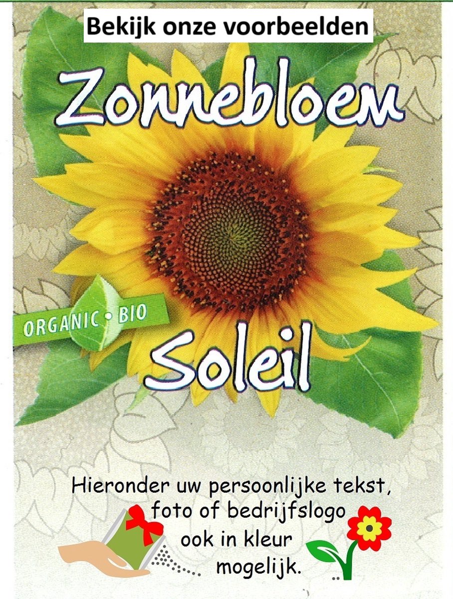 35 -Uitdeelzakjes - Zonnebloemzaden -met uw persoonlijke tekst en/of logo- Afscheid collega- jubileum-bruiloftsbedankje- uitvaart-crematie -mantelzorgbedankje