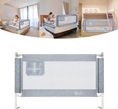 150 cm babybedhek, in hoogte verstelbaar bedhek met dubbele vergrendeling en vaste riem, draagbaar bedhek voor peuters of senioren, grijs