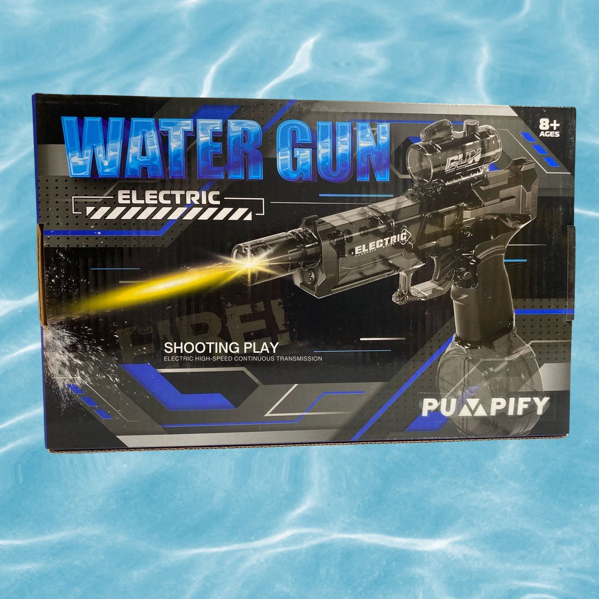Pumpify Waterpistool – 2 in 1 – Elektrisch Waterpistool – Buitenspeelgoed – Super Soaker – Waterspeelgoed – Met Flits Bij Ieder Schot – Watergeweer – Speelgoed - 3 Jaar - 4 Jaar - 5 Jaar - Glock – Watergun – Waterblaster - Zwart + Blauw — afbeelding 6