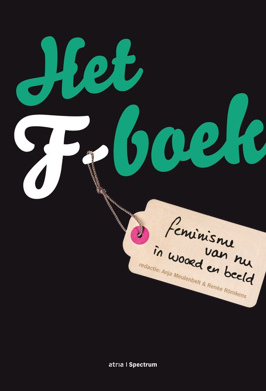 Boekomslag 'Het F-boek' met grote groene letters en een bruin label met tekst.