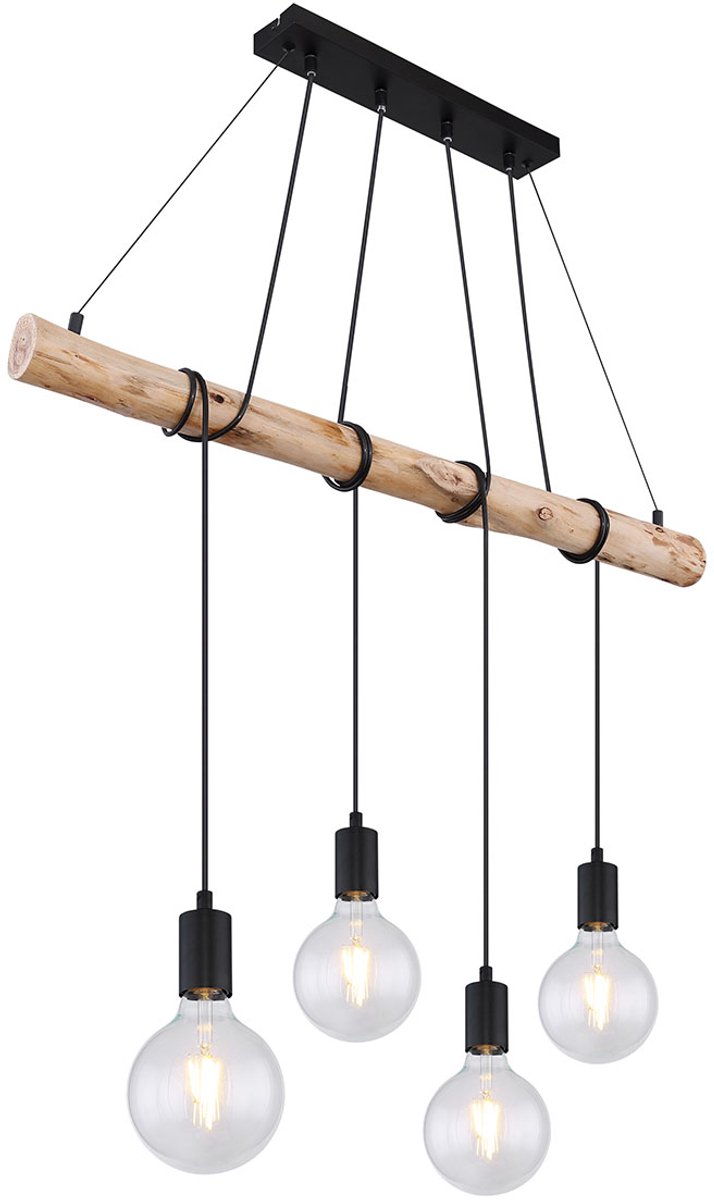 Globo - hanglamp - Auston - zwart - metaal - grote eettafellamp - E27 - 15439-4