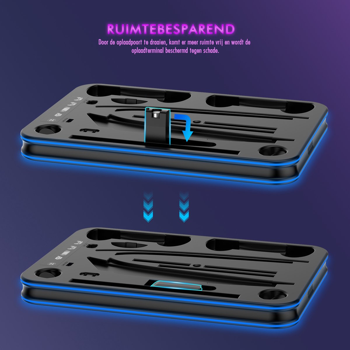 PlayCool all-in-one Multifunctionele RGB Oplaadstation- en Displaystandaard Geschikt voor PlayStation 5/ PS5 Slim/ PS5 Pro (Disc & Digital) & PlayStation Portal (incl. Screen Protector) - DualSense (Edge) controller – foto 6