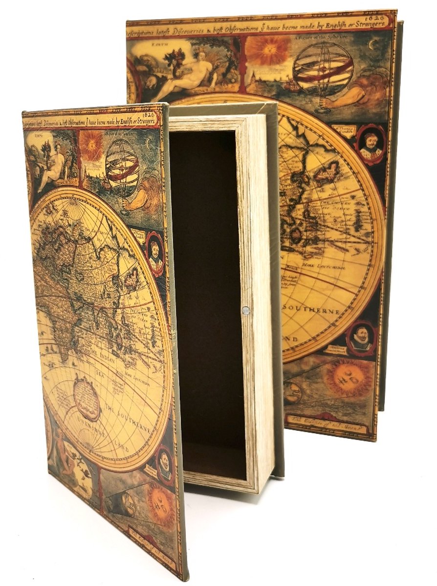 Boutique Trukado - Decoratief Opbergdoos Boek Wereld Atlas - Set van 2