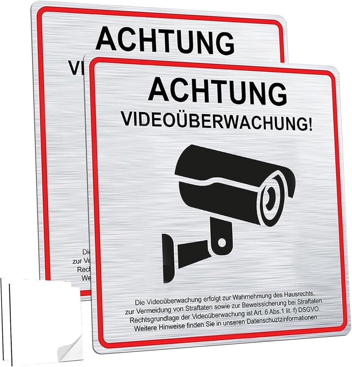 Videobewakingsschild Aluminium - 2 Stuks - Weerbestendig - Ideaal voor Camerabewaking - 15 x 15 cm