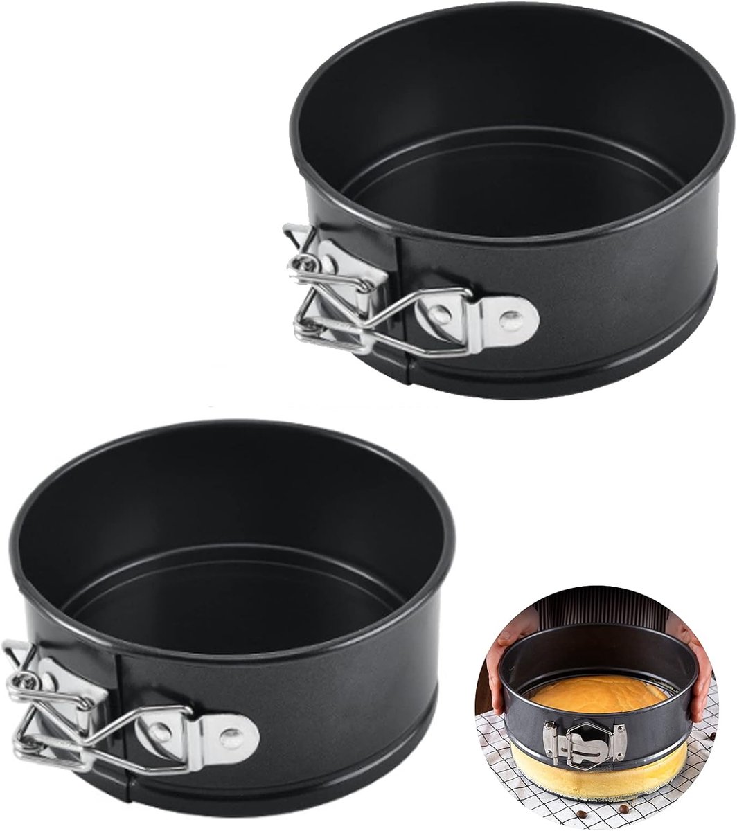Mini Springvorm voor Taarten - 2 stuks - Rond 11 cm - Koolstofstaal