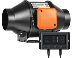 Inline kanaalventilator 4-inch 205 CFM met Temperatuur-Vochtigheidsregelaar Rustige EC Motor Ventilatie Uitlaatventilator voor koeling Booster Grow Tenten Hydrocultuur