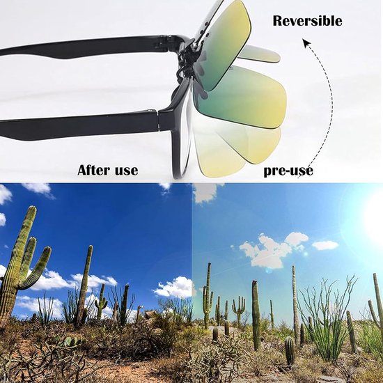 2 stuks gepolariseerde zonnebrilclips - gepolariseerd tegen licht - voor heren en dames, ideaal voor nachtritten — afbeelding 2