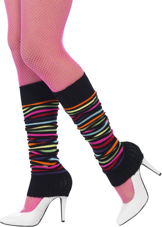 Carnaval verkleed Neon gekleurde beenwarmers - dames - Eighties/Jaren 80 feest thema