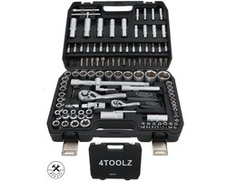 4toolz® Doppenset 108-delig in Koffer - 72 tands Ratels 1/2 en 1/4