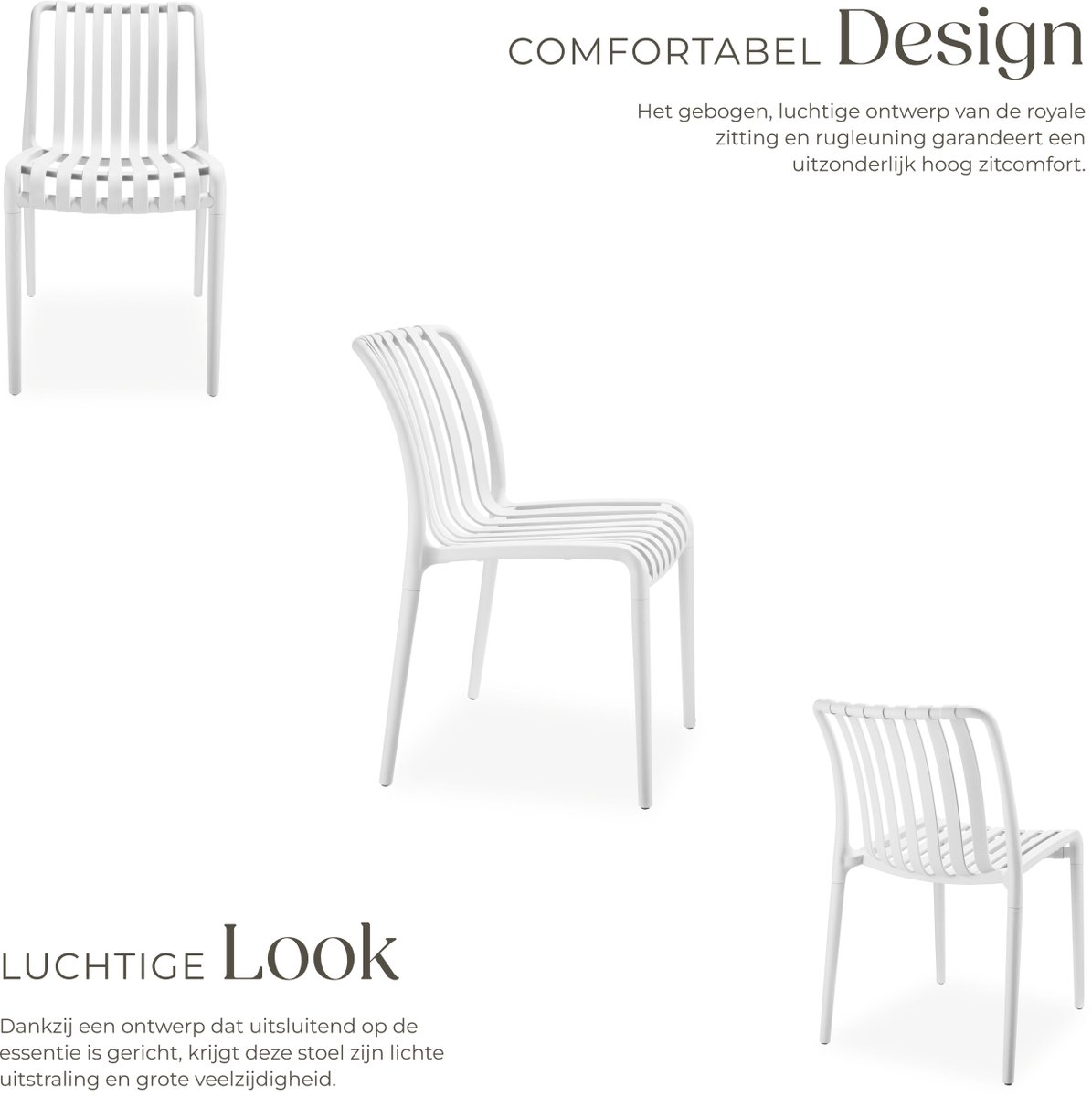 tectake® Set van 2 Tuinstoelen Alcudia - Creme - Kunststof Stoelen - Stapelbaar - Stoelen voor Tuin, Terras of Balkon - Weerbestendig en UV-bestendig - Draagkracht 120kg per Tuinstoel – foto 5