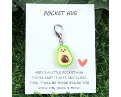 Avocado - Sleutelhanger - Pocket Hug - Gelukshanger - Hangertje - Keychain - Met Kaartje Met Gedichtje